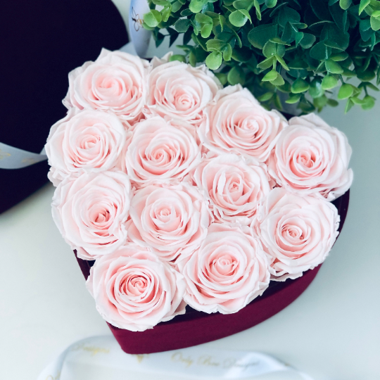 Velvet Heart Rose Box - Pink